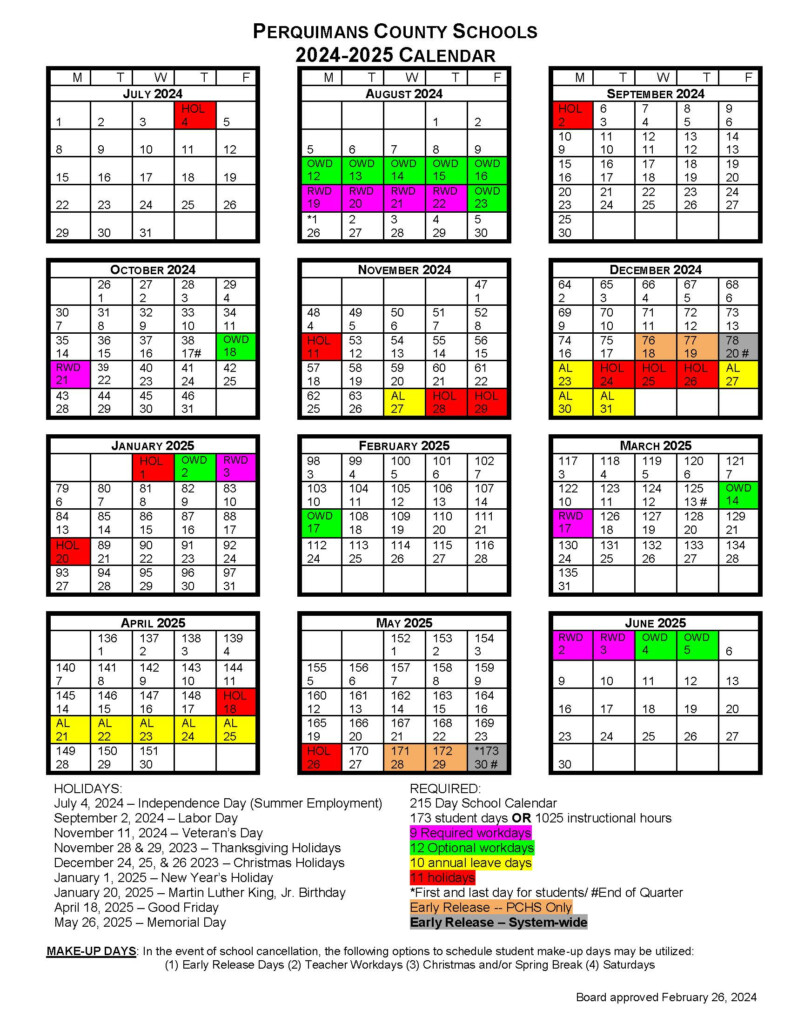 2024 2025 School Calendar Perquimans School District