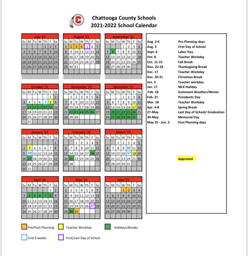 Chattooga County Schools 2021 2022 Calendar AllOnGeorgia