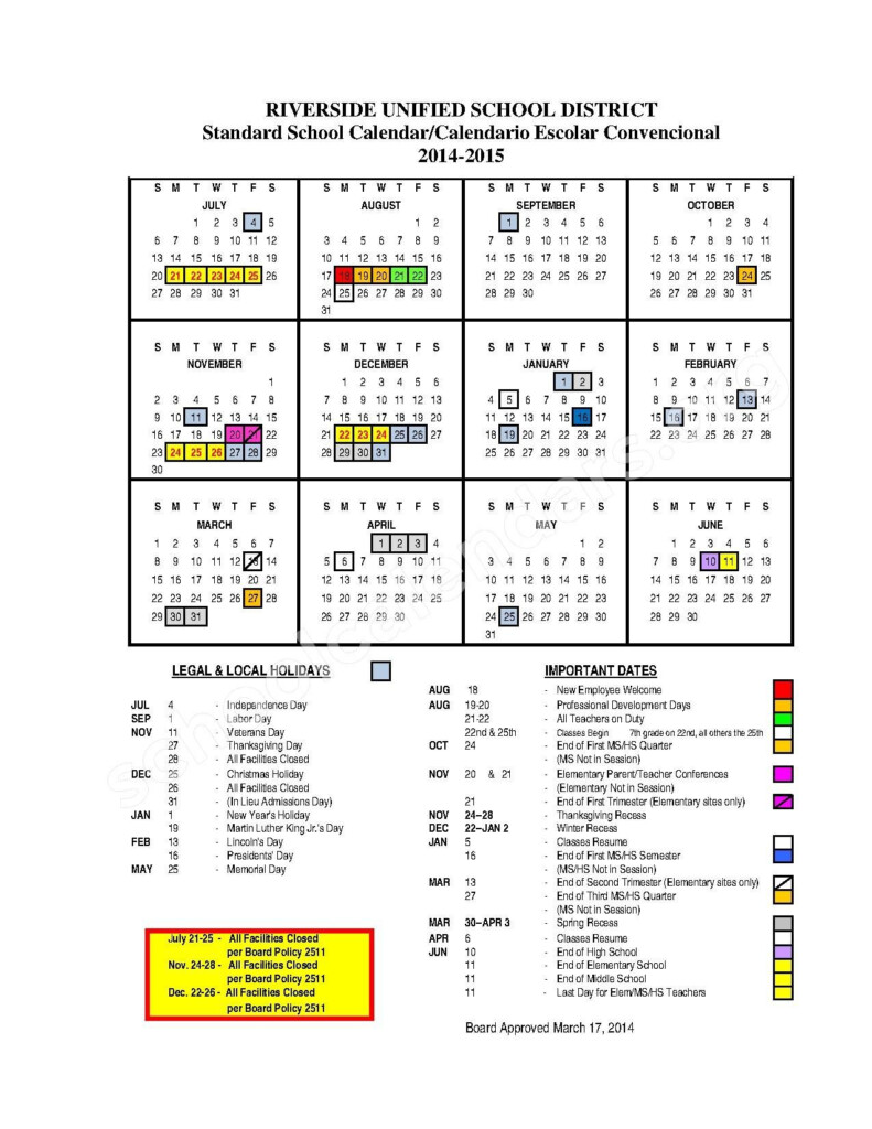 Riverside County Court Calendar Printable Word Searches