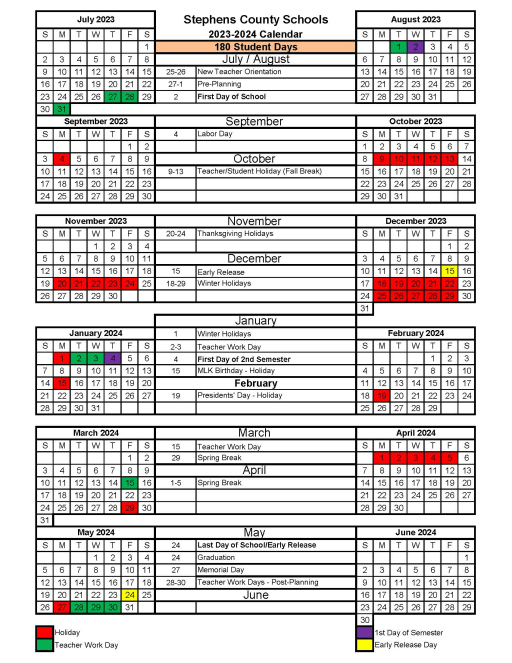 Stephens County School Calendar 2024 2025 Cassy Dalenna